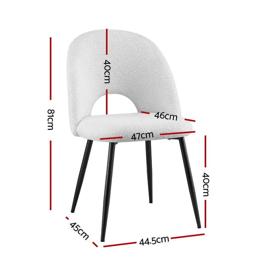 1 Set of 2 Dining Chair Boucle Sherpa