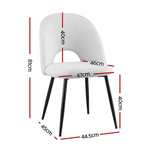 1 Set of 4 Dining Chair Boucle Sherpa