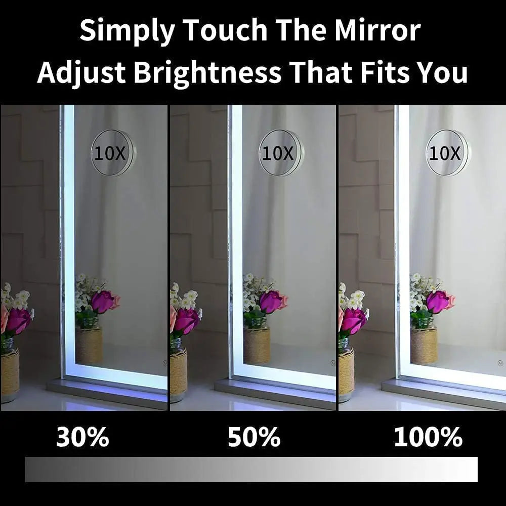 10x Magnification Mirror with Smart Touch Control and 3 Colors Dimmable Light for Bathroom Bedroom (71 x 57 Cm)