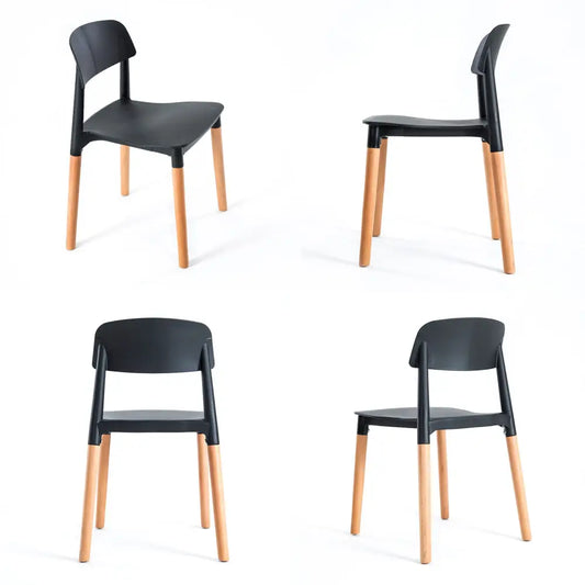 2x Retro Belloch Stackable Dining Cafe Chair Black