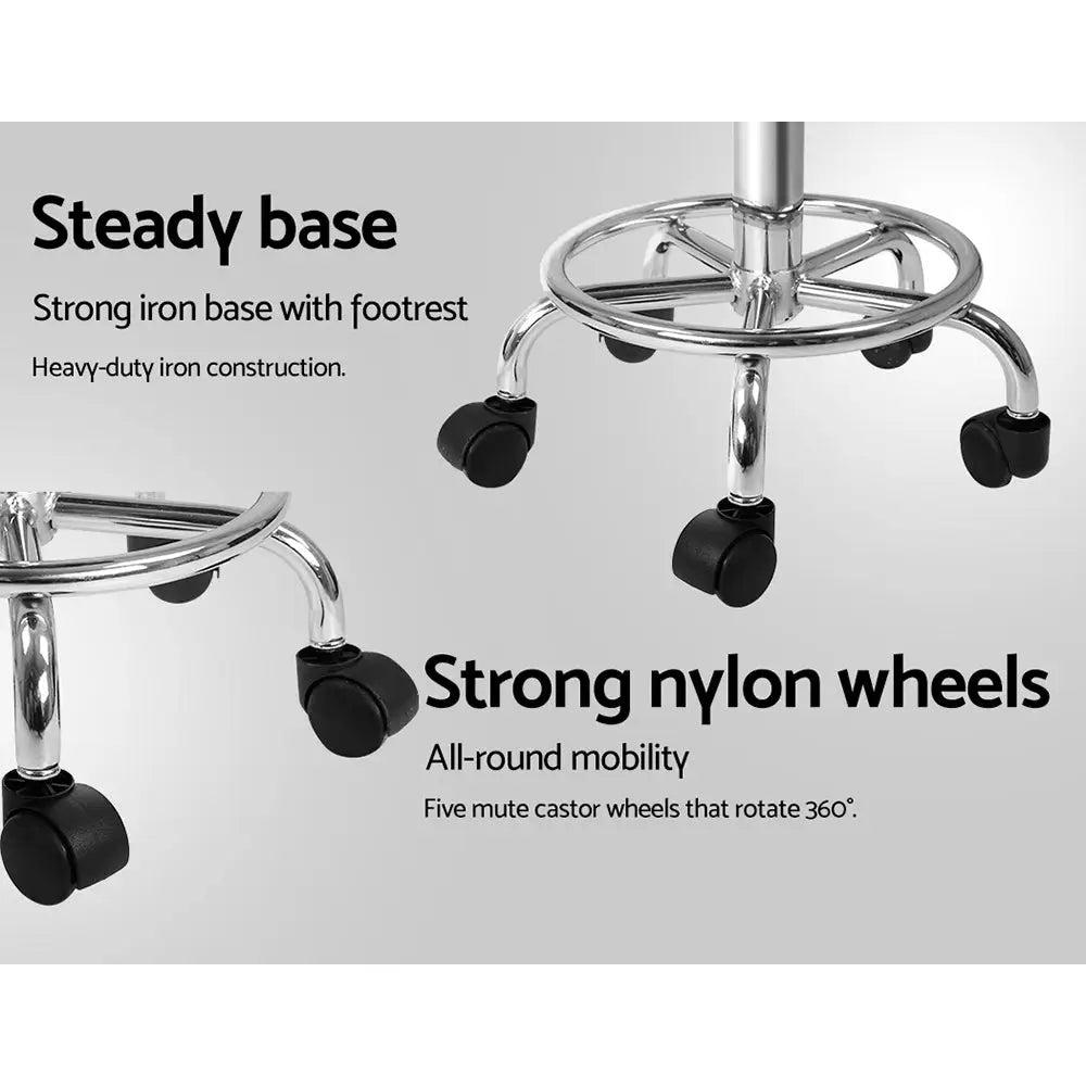2x Salon Stool Saddle Swivel Chair White
