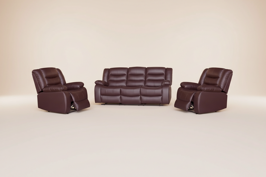 3+1+1 Seater Recliner Sofa In Faux Leather Lounge Couch in Brown
