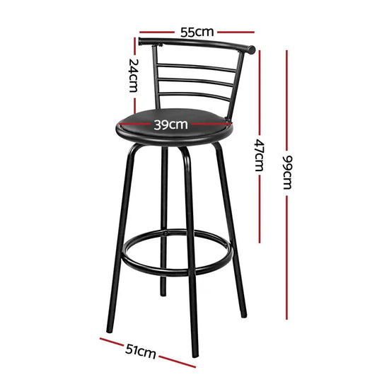 4x Bar Stools Swivel Leather Padded Metal