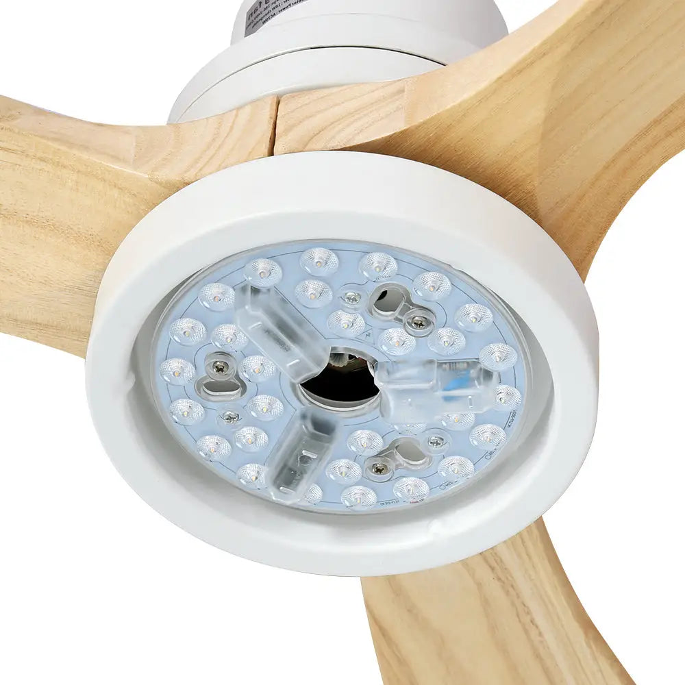 52’’ Ceiling Fan Ac Motor Led Light Remote - Wood