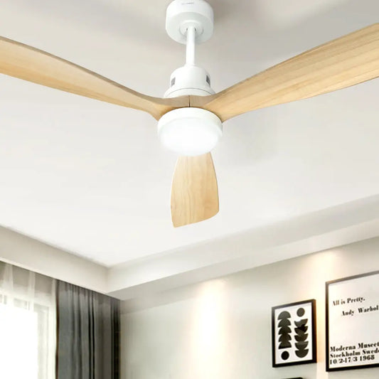 52’’ Ceiling Fan Ac Motor Led Light Remote - Wood