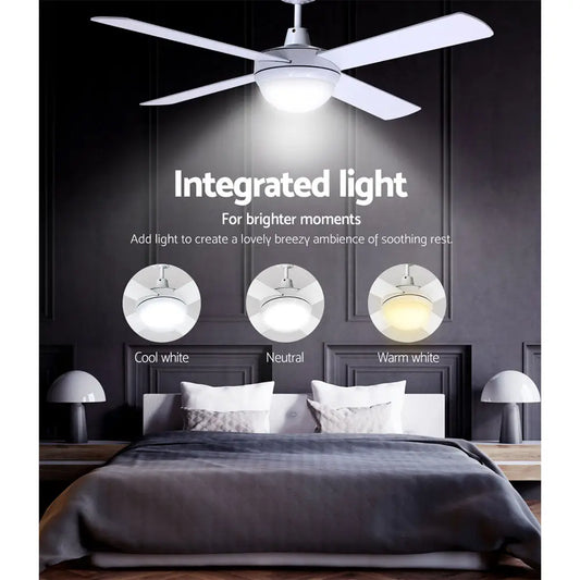 52’’ Ceiling Fan Ac Motor W/light W/remote - White