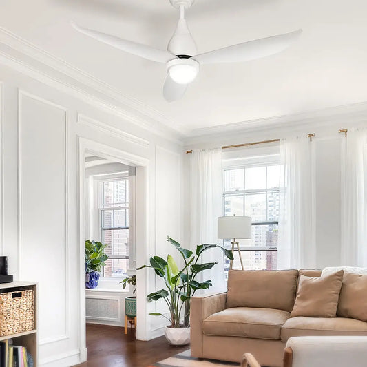 52’’ Ceiling Fan Dc Motor Led Light Remote Control - White