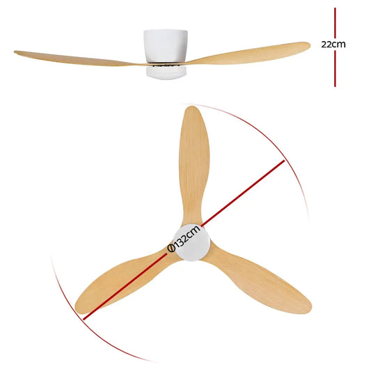 52’’ Ceiling Fan Dc Motor W/light W/remote - Light Wood