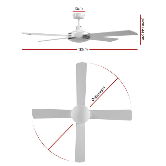 52’’ Ceiling Fan W/remote - White