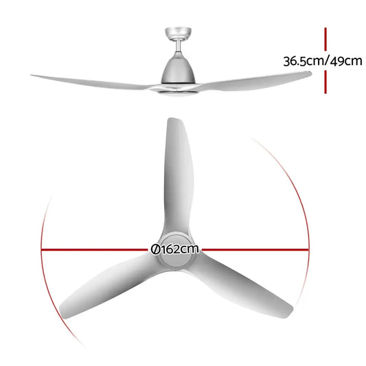 64 Inch Ceiling Fan Dc Motor W/light W/remote - Silver