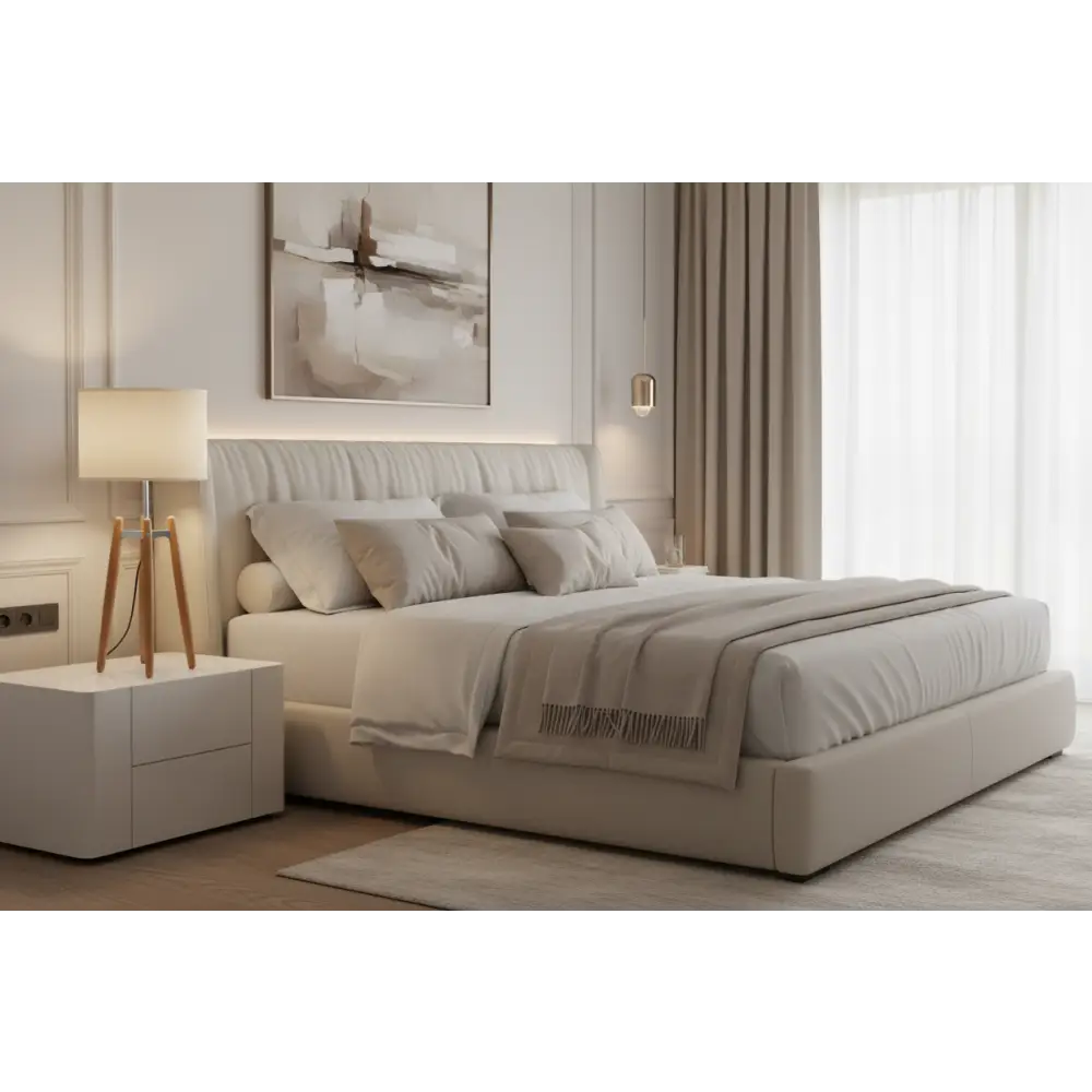 73cm Bamboo Tripod Table Lamp Light Modern Vintage w Beige Linen Shade