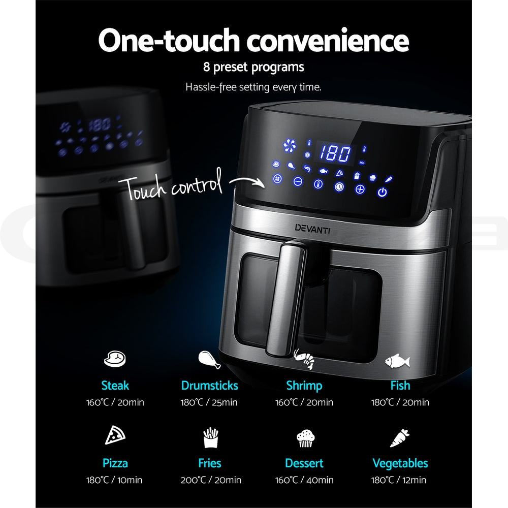 Devanti Air Fryer 6.5L LCD Fryers Clear Window Appliances > Kitchen Appliances