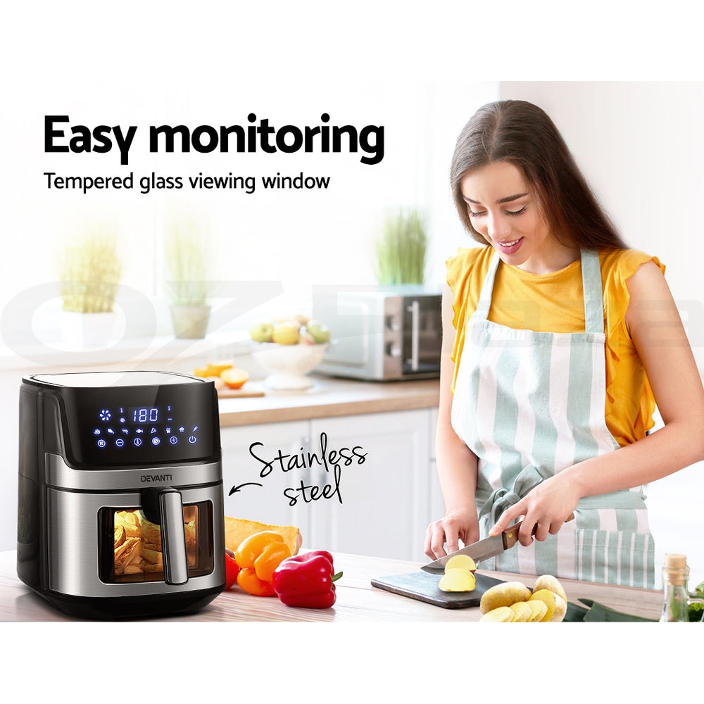 Devanti Air Fryer 6.5L LCD Fryers Clear Window Appliances > Kitchen Appliances