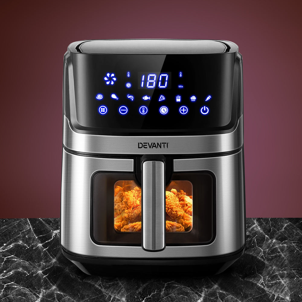 Devanti Air Fryer 6.5L LCD Fryers Clear Window Appliances > Kitchen Appliances