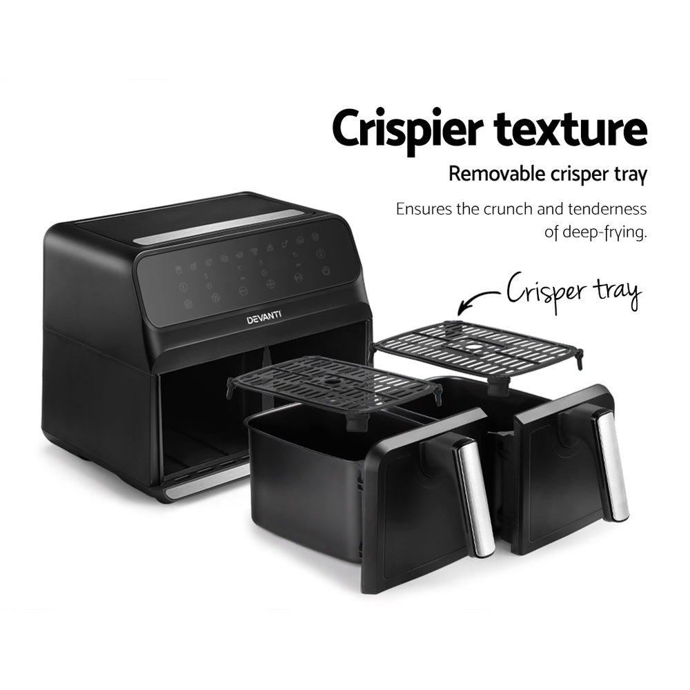 Devanti Air Fryer 8L Dual Zone Fryers Appliances > Kitchen Appliances