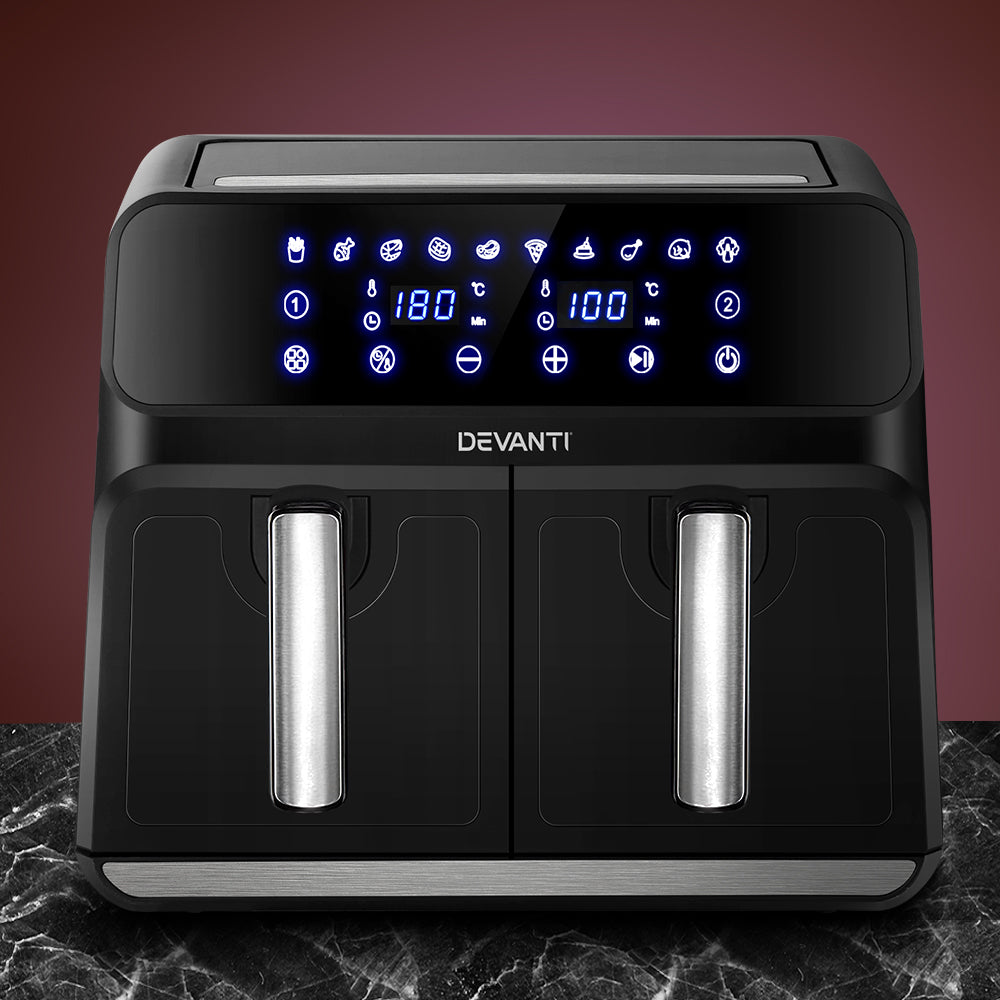 Devanti Air Fryer 8L Dual Zone Fryers Appliances > Kitchen Appliances