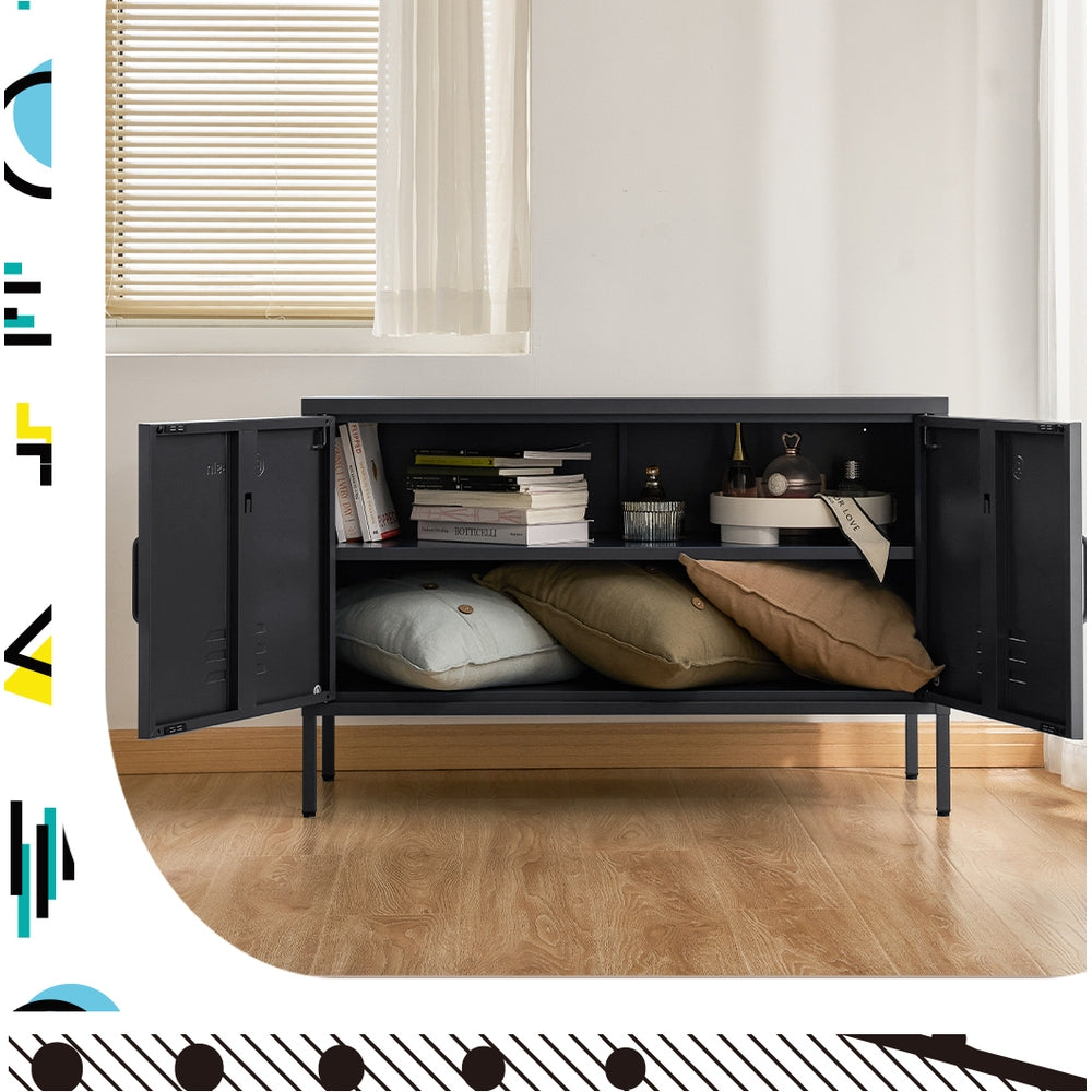 ArtissIn Buffet Sideboard Metal Cabinet BASE Charcoal Furniture > Living Room