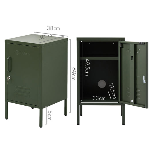 In Bedside Table Metal Cabinet - MINI Green - Furniture > Bedroom