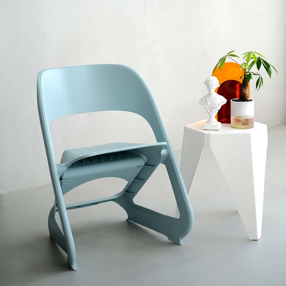 In Set of 4 Dining Chairs Office Cafe Lounge Seat Stackable Plastic Leisure Chairs Blue
