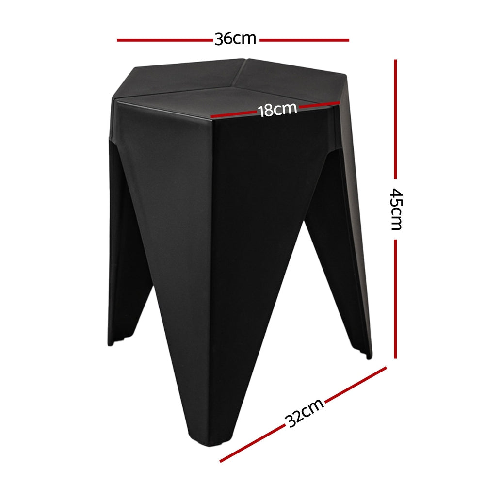 Artiss 4PC Puzzle Stool Plastic Bar Stools Stackable Black - Furniture > Bar Stools & Chairs > Table & Bar Stools