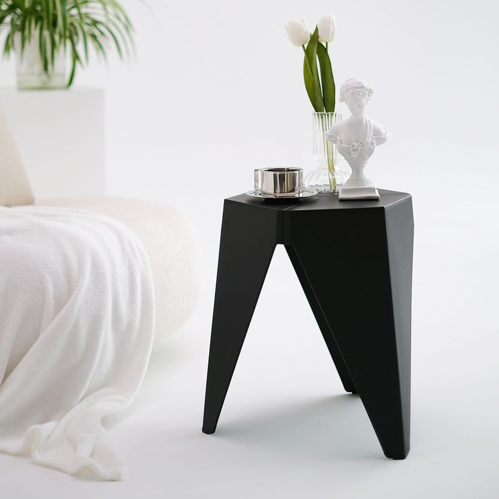 Artiss 4PC Puzzle Stool Plastic Bar Stools Stackable Black - Furniture > Bar Stools & Chairs > Table & Bar Stools