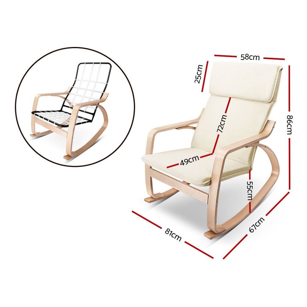 Artiss Rocking Armchair Nursing Bentwood Aero - Furniture > Bar Stools & Chairs > Arm Chairs & Recliners