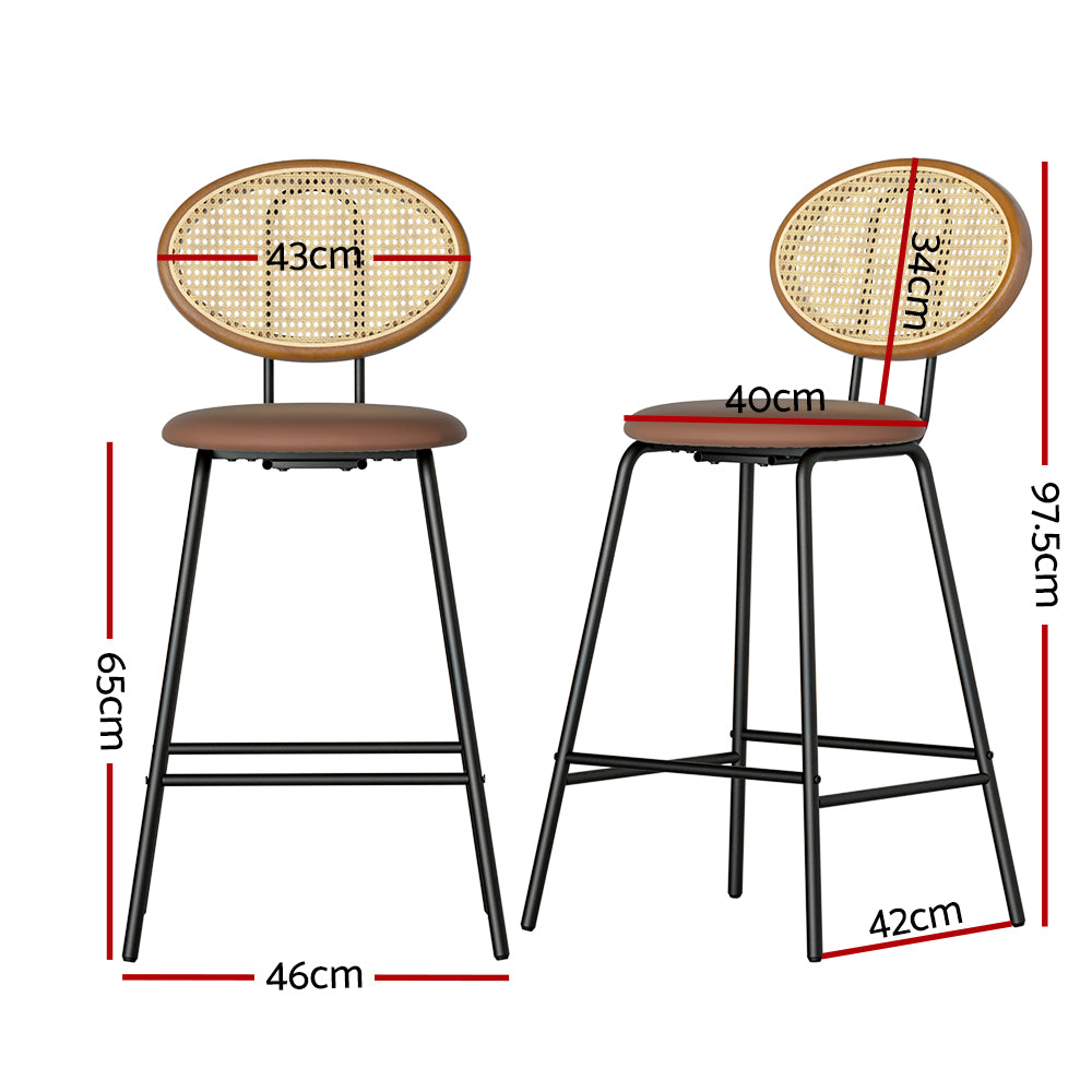 Artiss 2x Bar Stools PU Leather Stools Brown - Furniture > Bar Stools & Chairs > Table & Bar Stools