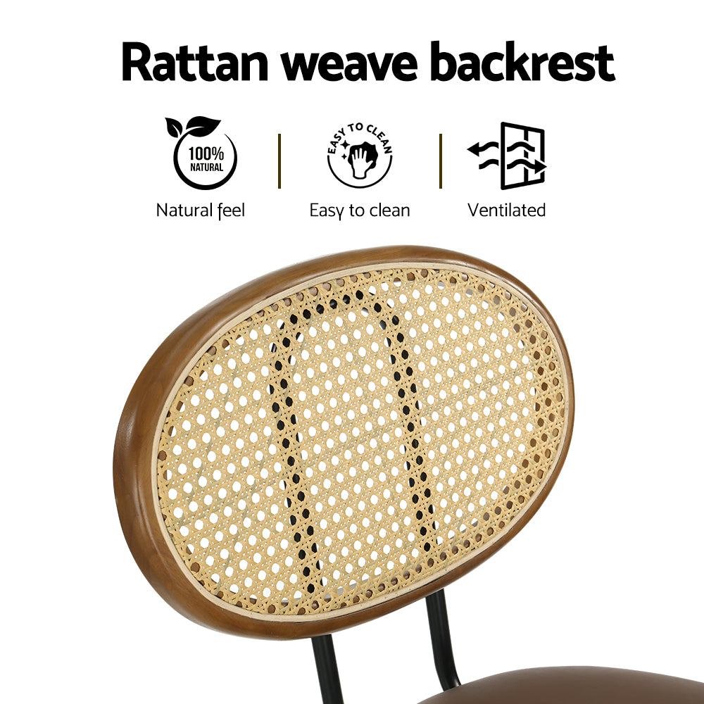 Artiss 2x Bar Stools PU Leather Stools Brown - Furniture > Bar Stools & Chairs > Table & Bar Stools