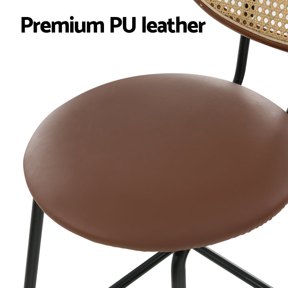 Artiss 2x Bar Stools PU Leather Stools Brown - Furniture > Bar Stools & Chairs > Table & Bar Stools