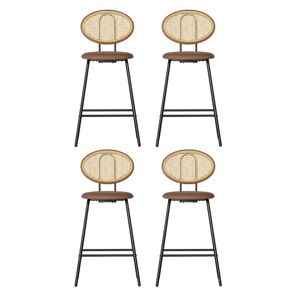 Artiss 4x Bar Stools PU Leather Stools Brown Furniture > Bar Stools & Chairs > Table & Bar Stools