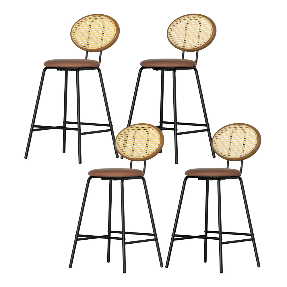 Artiss 4x Bar Stools PU Leather Stools Brown Furniture > Bar Stools & Chairs > Table & Bar Stools