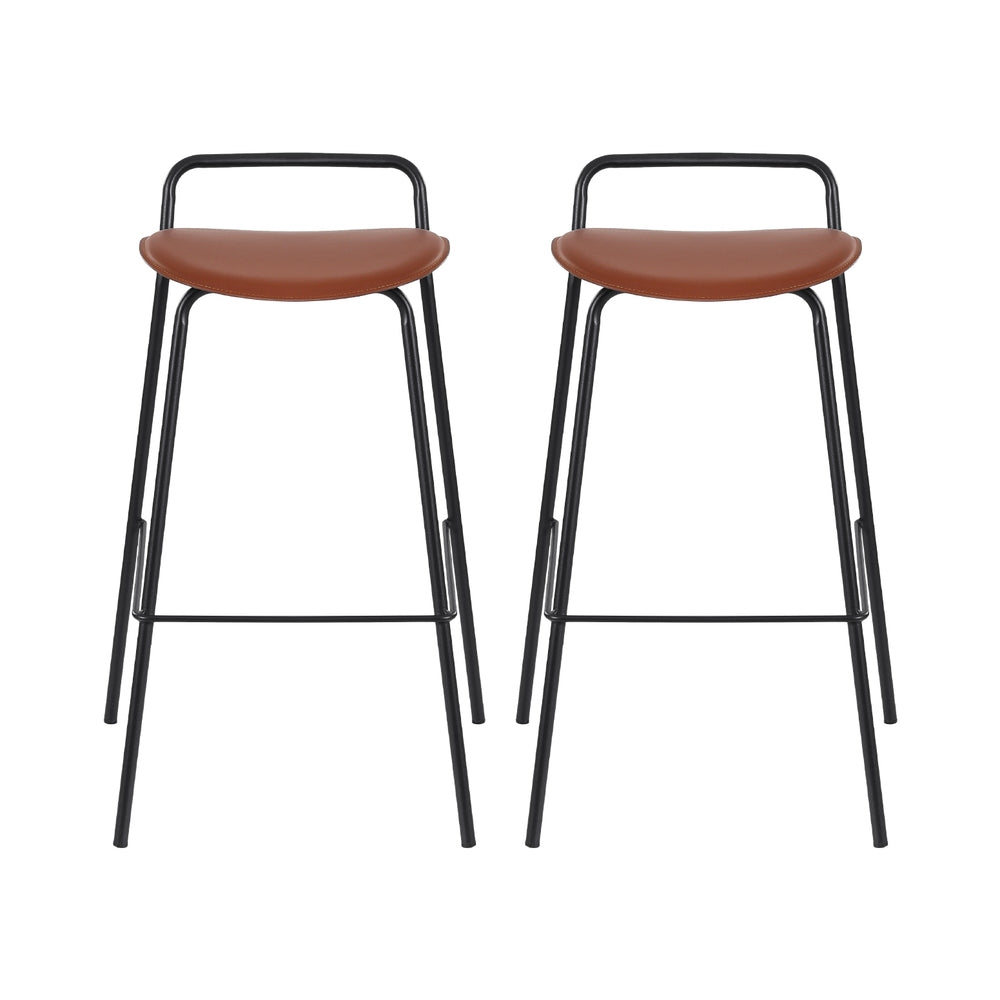 2x Artiss Bar Stools Kitchen Counter Stools Metal Brown - Furniture > Bar Stools & Chairs > Table & Bar Stools