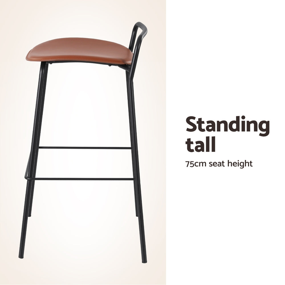 2x Artiss Bar Stools Kitchen Counter Stools Metal Brown - Furniture > Bar Stools & Chairs > Table & Bar Stools