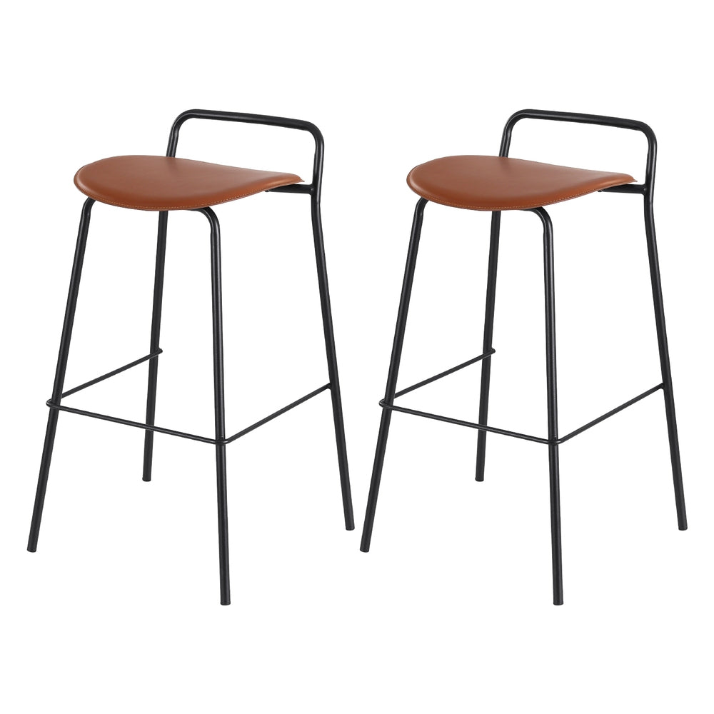 2x Artiss Bar Stools Kitchen Counter Stools Metal Brown - Furniture > Bar Stools & Chairs > Table & Bar Stools