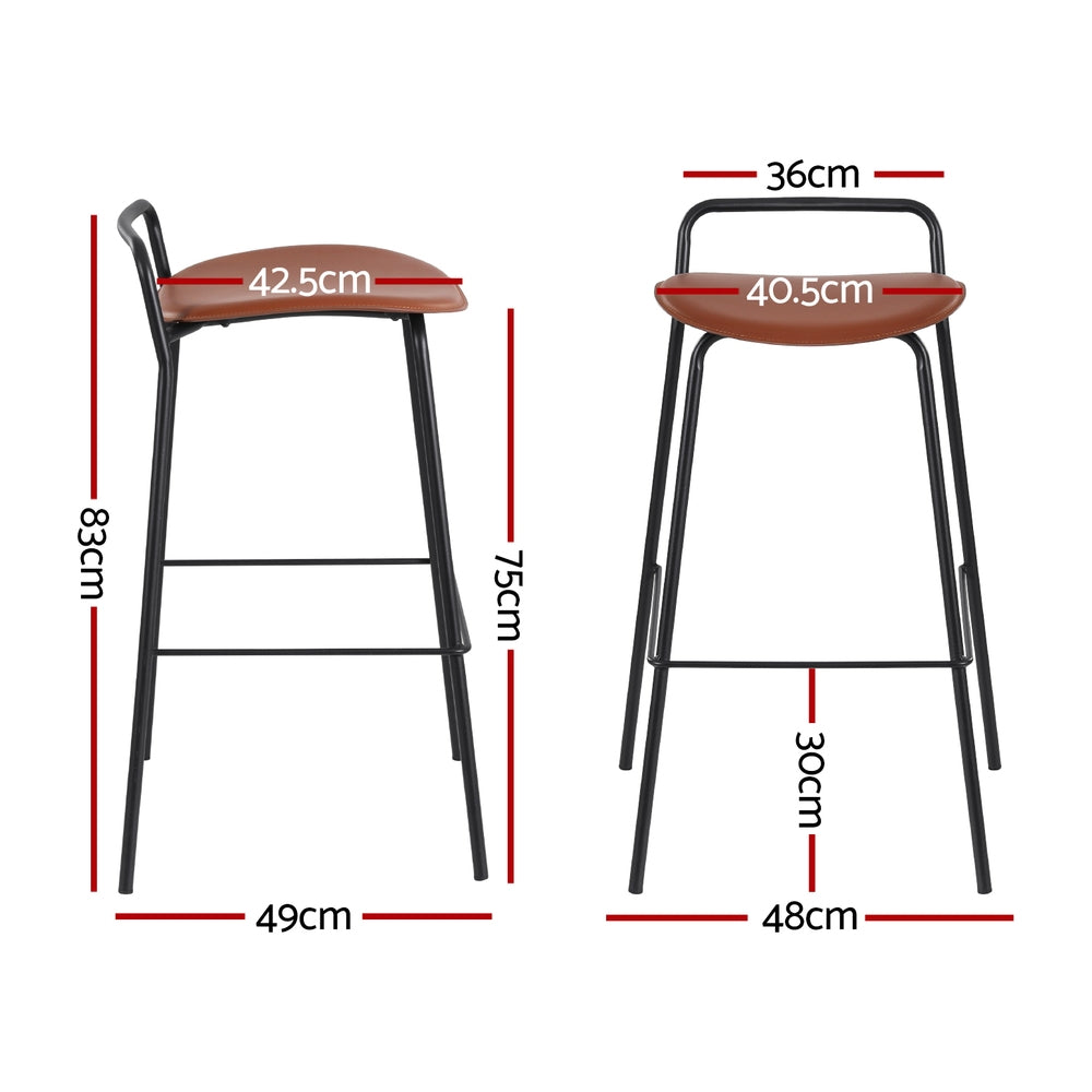 4x Artiss Bar Stools Kitchen Counter Dining Chair Metal Brown - Furniture > Bar Stools & Chairs > Table & Bar Stools