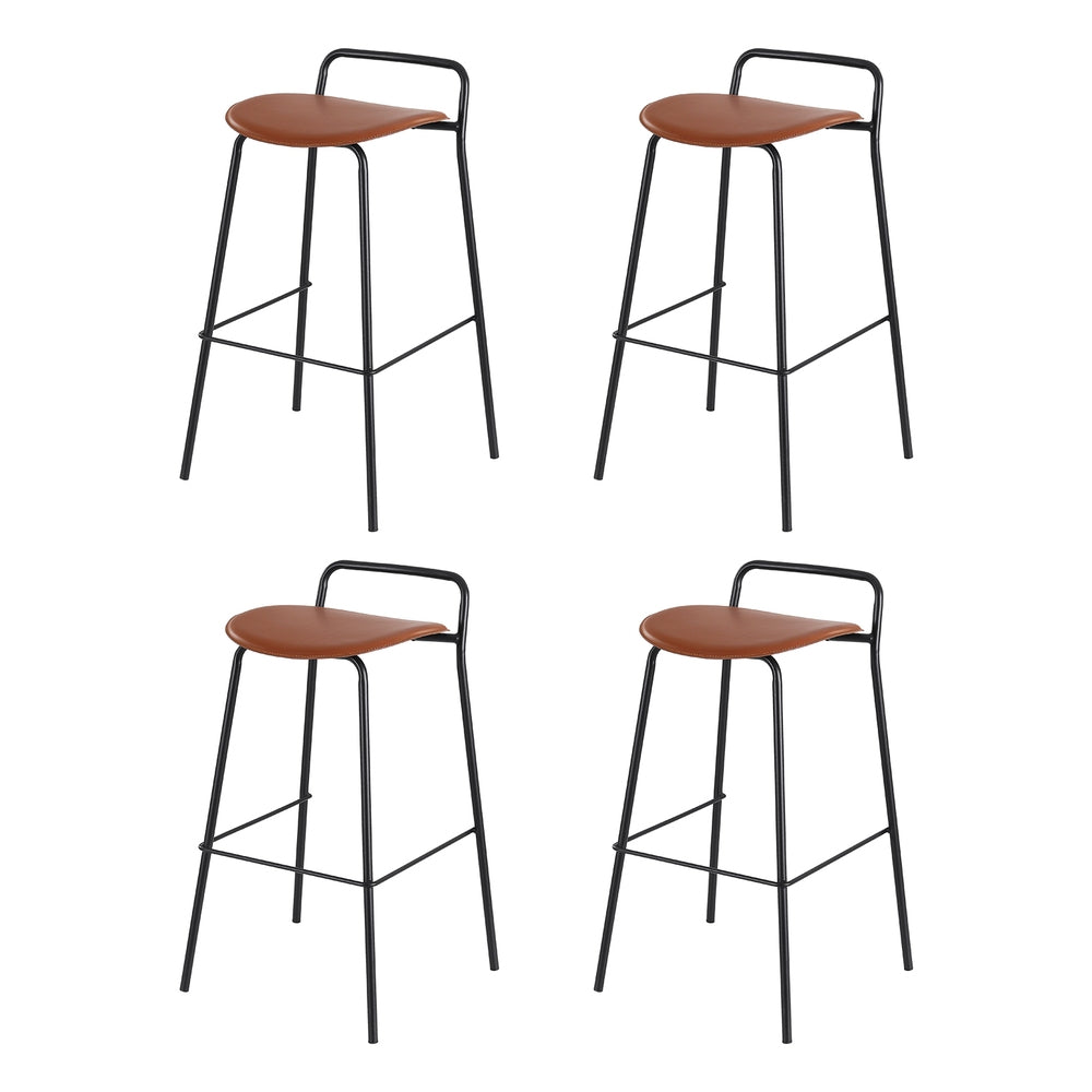 4x Artiss Bar Stools Kitchen Counter Dining Chair Metal Brown - Furniture > Bar Stools & Chairs > Table & Bar Stools