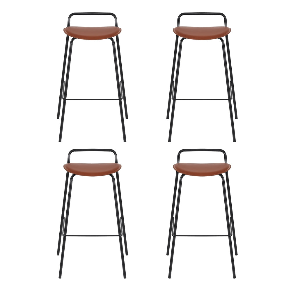 4x Artiss Bar Stools Kitchen Counter Dining Chair Metal Brown - Furniture > Bar Stools & Chairs > Table & Bar Stools