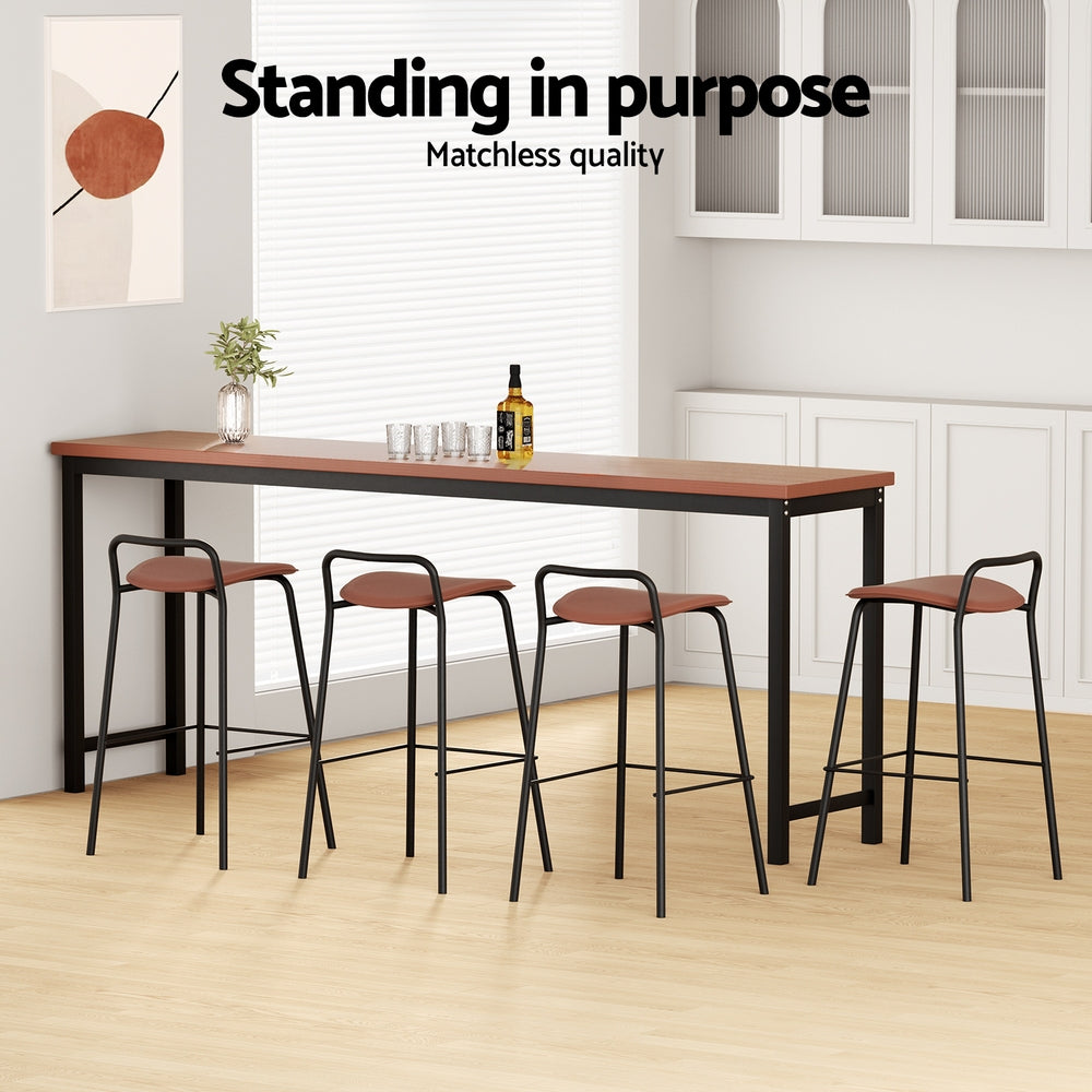 4x Artiss Bar Stools Kitchen Counter Dining Chair Metal Brown - Furniture > Bar Stools & Chairs > Table & Bar Stools