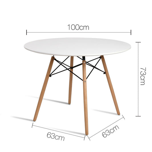 Dining Table Round White 4 Seater 100CM - Furniture > Dining > Dining Tables