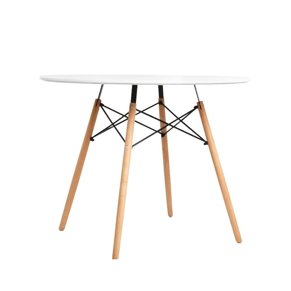Artiss Dining Table Round White 4 Seater 90CM - Furniture > Dining > Dining Tables