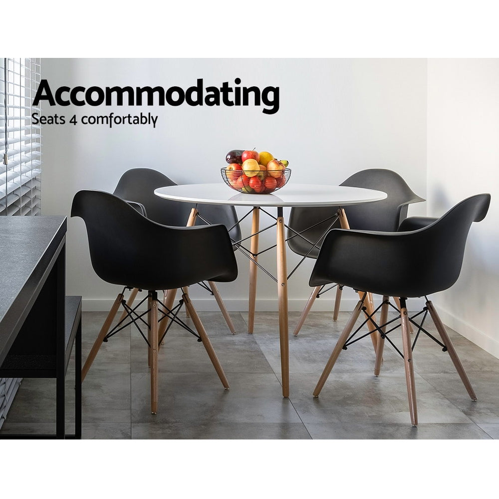 Artiss Dining Table Round White 4 Seater 90CM - Furniture > Dining > Dining Tables