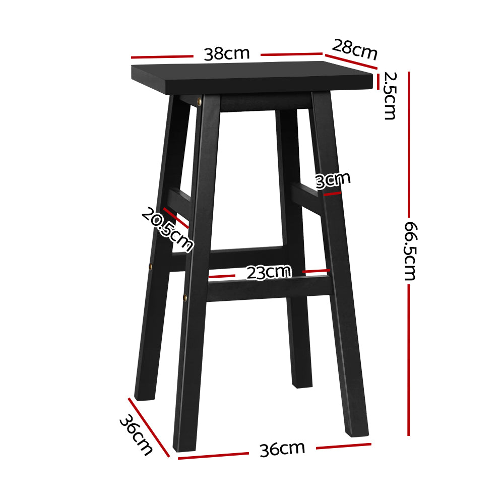Artiss Bar Stools Kitchen Counter Stools Wooden Chairs Black x4 - Furniture > Bar Stools & Chairs > Table & Bar Stools