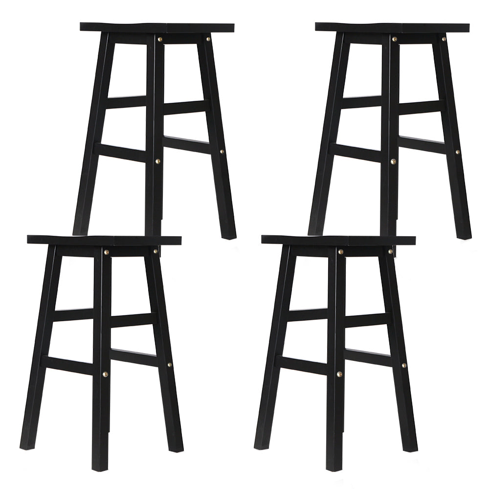 Artiss Bar Stools Kitchen Counter Stools Wooden Chairs Black x4 - Furniture > Bar Stools & Chairs > Table & Bar Stools