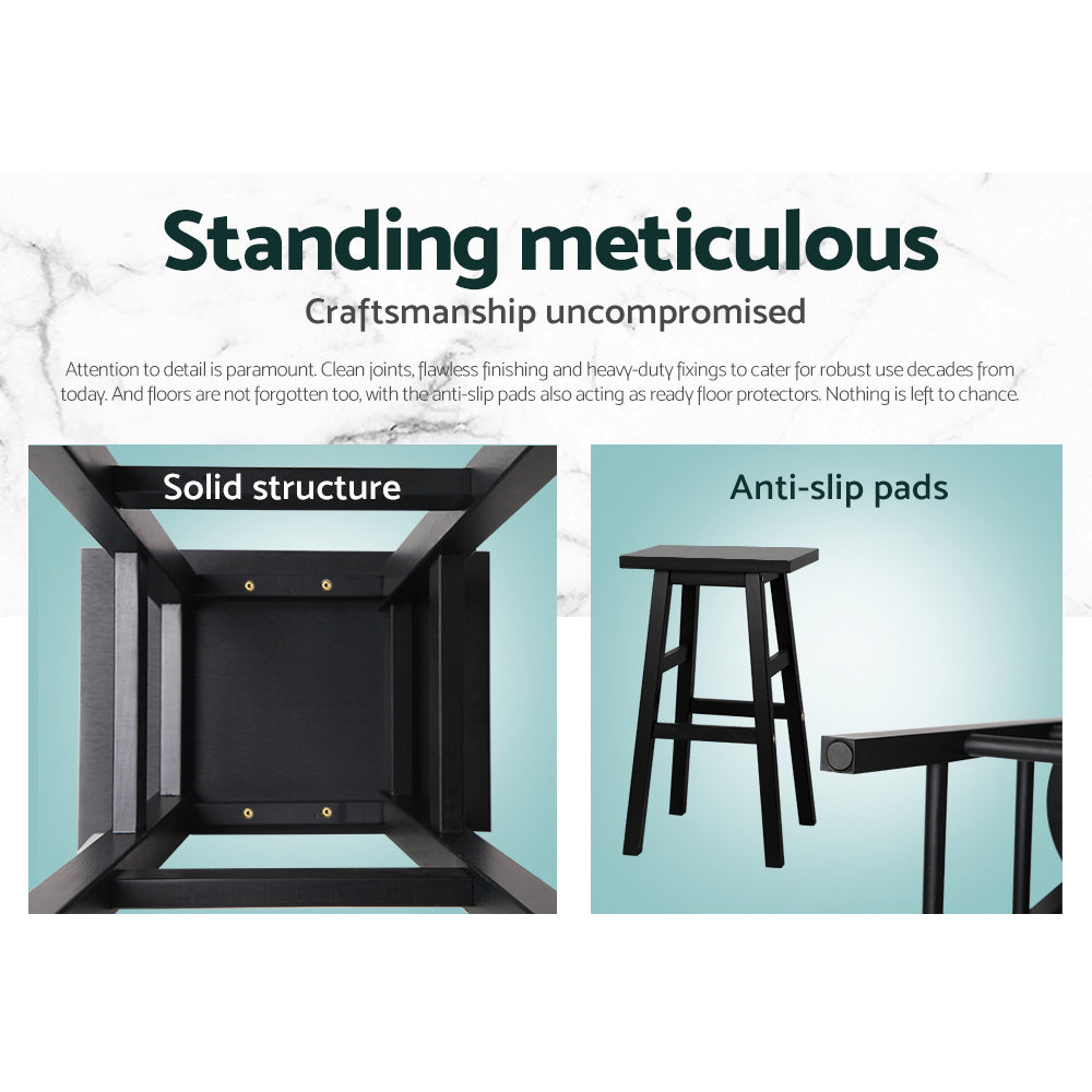 Artiss Bar Stools Kitchen Counter Stools Wooden Chairs Black x4 - Furniture > Bar Stools & Chairs > Table & Bar Stools