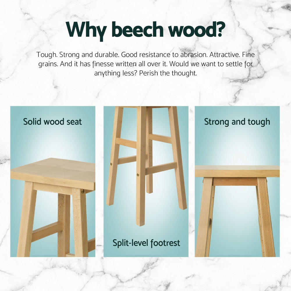 Artiss 4x Bar Stools Kitchen Chairs Wooden Nature - Furniture > Bar Stools & Chairs > Table & Bar Stools