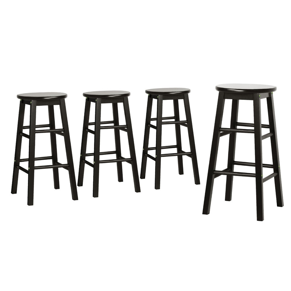 Artiss 4x Bar Stools Round Chairs Wooden Black Furniture > Bar Stools & Chairs > Table & Bar Stools