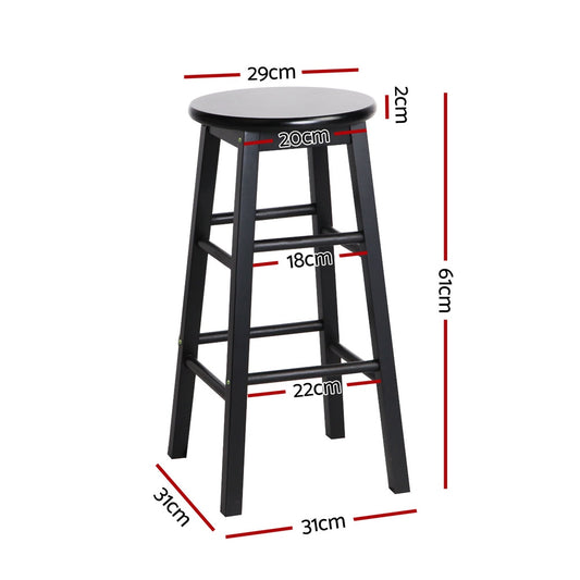 Artiss 4x Bar Stools Round Chairs Wooden Black Furniture > Bar Stools & Chairs > Table & Bar Stools