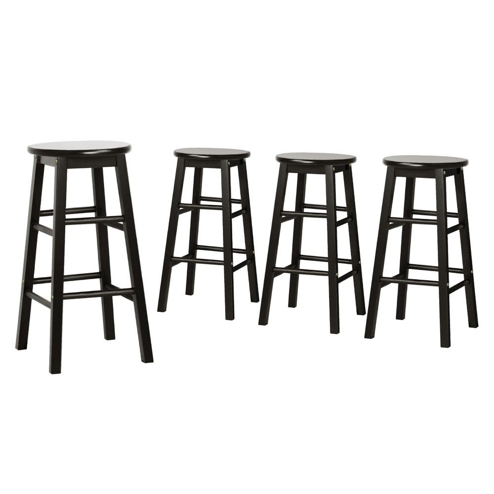 Artiss 4x Bar Stools Round Chairs Wooden Black Furniture > Bar Stools & Chairs > Table & Bar Stools