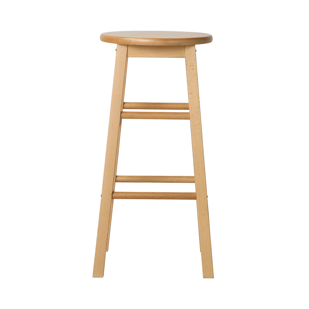 Artiss 2x Bar Stools Round Chairs Wooden Nature - Furniture > Bar Stools & Chairs > Table & Bar Stools