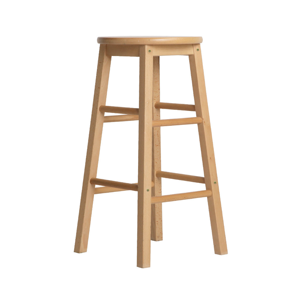 Artiss 2x Bar Stools Round Chairs Wooden Nature - Furniture > Bar Stools & Chairs > Table & Bar Stools